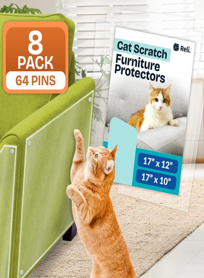 Reli. Cat Scratch Furniture Protector (8 Pack w/Pins) XL | Cat Couch Protector from Claws | Clear Plastic Anti Scratch Furniture Shield for Sofa - Image 1